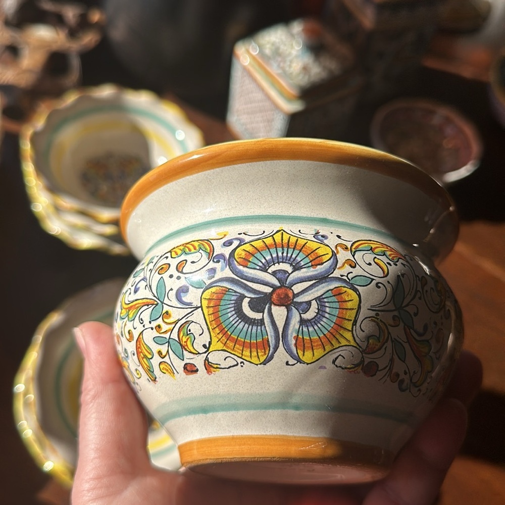 Meridiana Ceramache small artisan hand painted kitchen storage container Italy - Picture 8 of 14